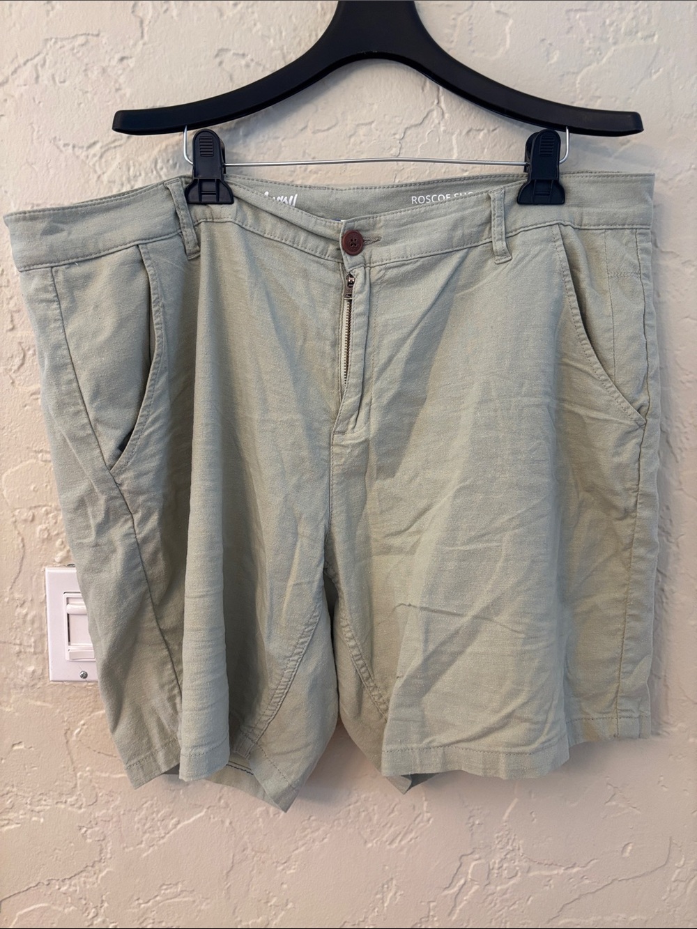 Roscoe Men’s Light Sage Flat-Front Casual Shorts